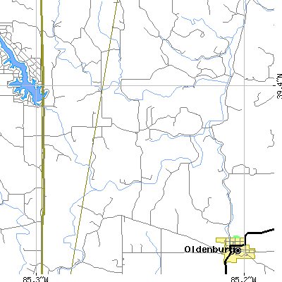 Zip code 47036 close-up map