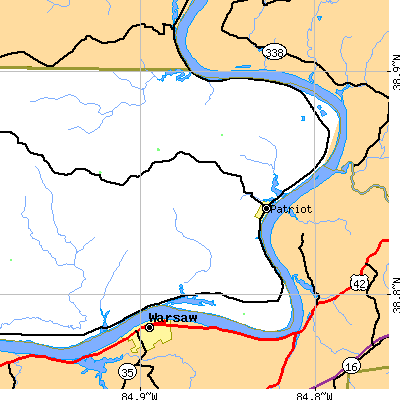Zip code 47038 close-up map