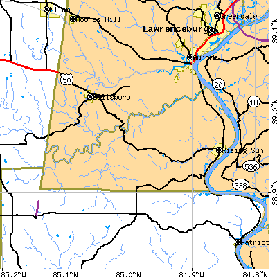 Zip code 47040 close-up map