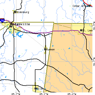 Zip code 47041 close-up map