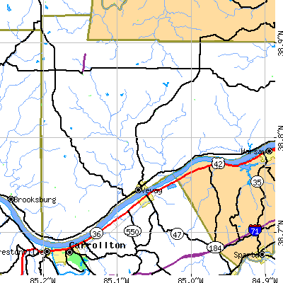 Zip code 47043 close-up map
