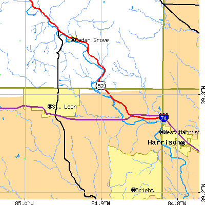 Zip code 47060 close-up map