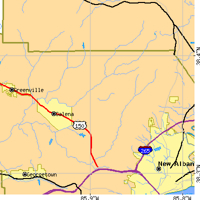 Zip code 47119 close-up map