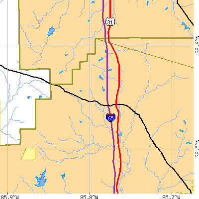 Zip code 47126 close-up map