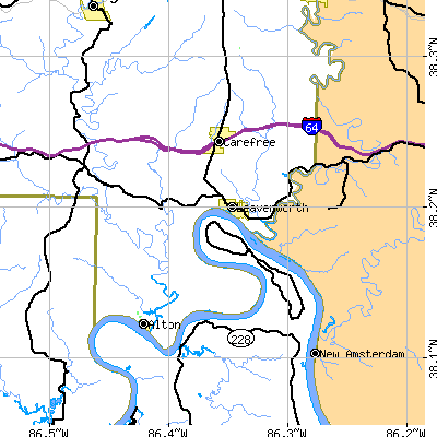Zip code 47137 close-up map