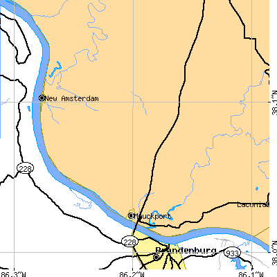 Zip code 47142 close-up map