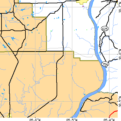 Zip code 47147 close-up map