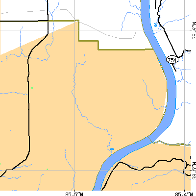 Zip code 47162 close-up map