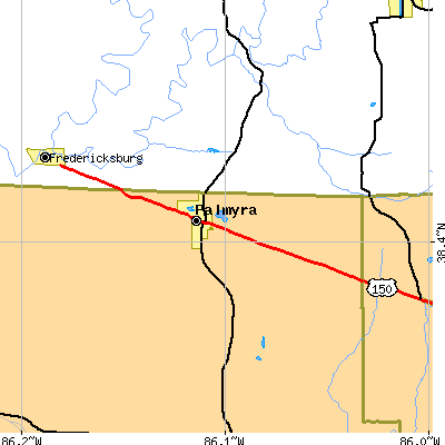 Zip code 47164 close-up map