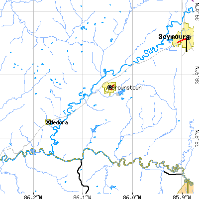 Zip code 47220 close-up map