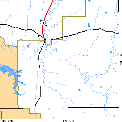 Zip code 47230 close-up map