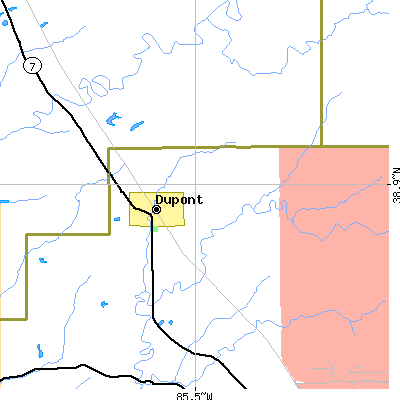 Zip code 47231 close-up map