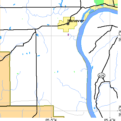 Zip code 47243 close-up map