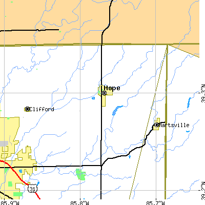 Zip code 47246 close-up map
