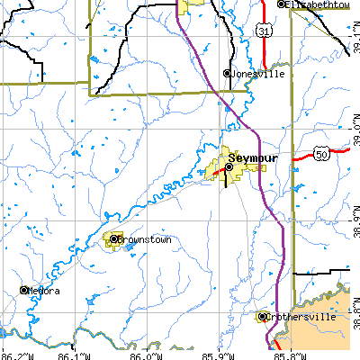 Zip code 47274 close-up map