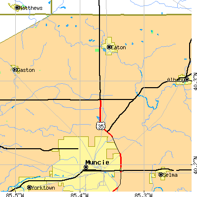 Zip code 47303 close-up map