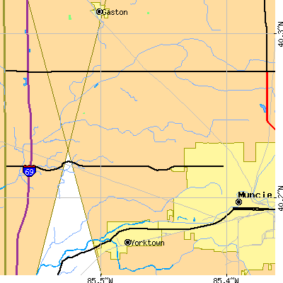 Zip code 47304 close-up map