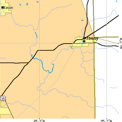 Zip code 47320 close-up map