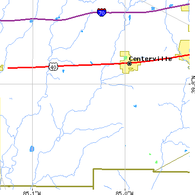 Zip code 47330 close-up map