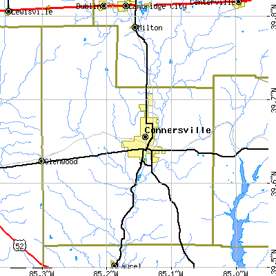 Zip code 47331 close-up map