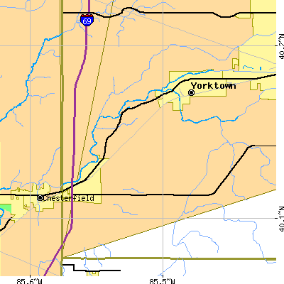Zip code 47334 close-up map