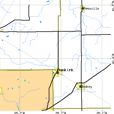 Zip code 47336 close-up map
