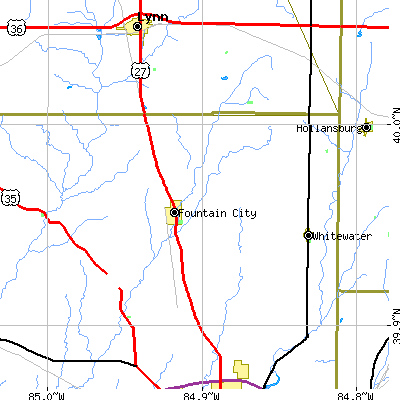 Zip code 47341 close-up map