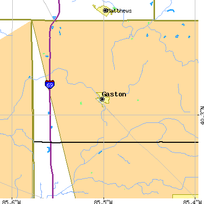 Zip code 47342 close-up map