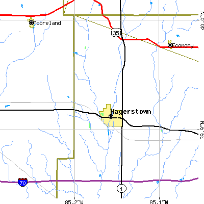 Zip code 47346 close-up map