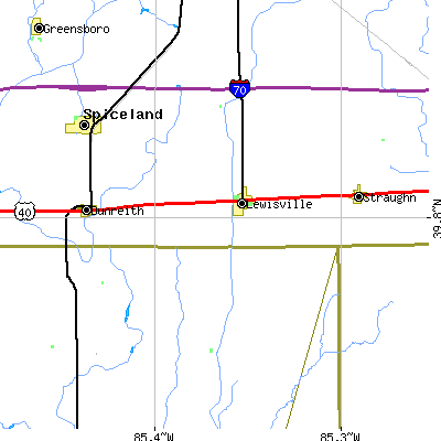 Zip code 47352 close-up map