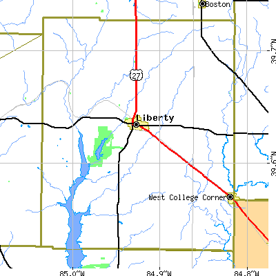Zip code 47353 close-up map
