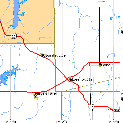 Zip code 47354 close-up map