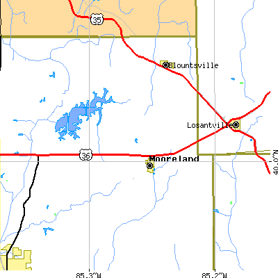 Zip code 47360 close-up map
