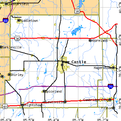 Zip code 47362 close-up map
