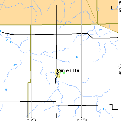 Zip code 47369 close-up map