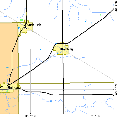 Zip code 47373 close-up map