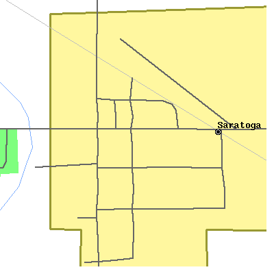 Zip code 47382 close-up map