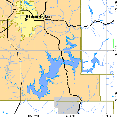Zip code 47401 close-up map
