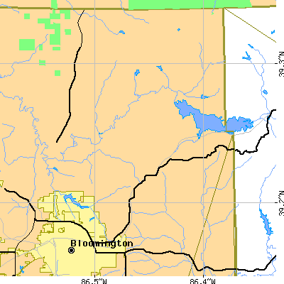 Zip code 47408 close-up map