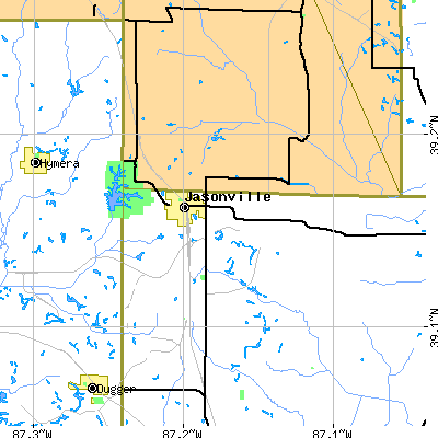 Zip code 47438 close-up map