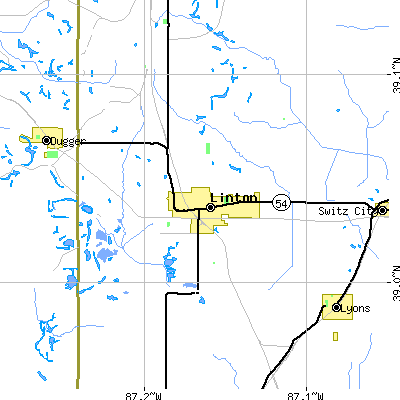 Zip code 47441 close-up map