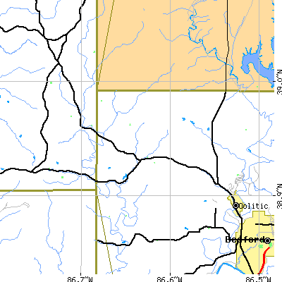 Zip code 47462 close-up map