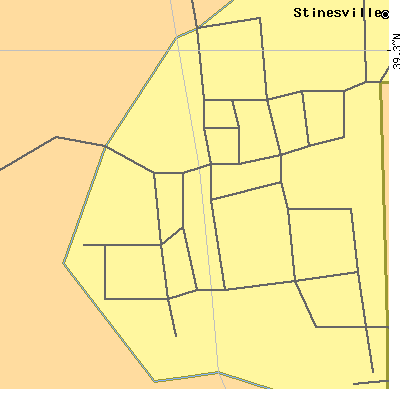 Zip code 47464 close-up map