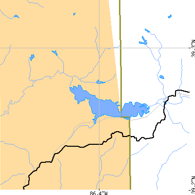 Zip code 47468 close-up map