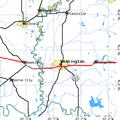 Zip code 47501 close-up map