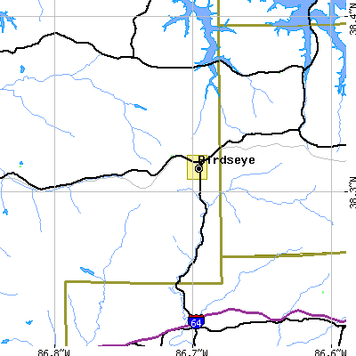 Zip code 47513 close-up map
