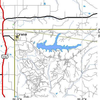 Zip code 47522 close-up map