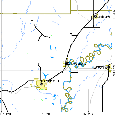 Zip code 47528 close-up map