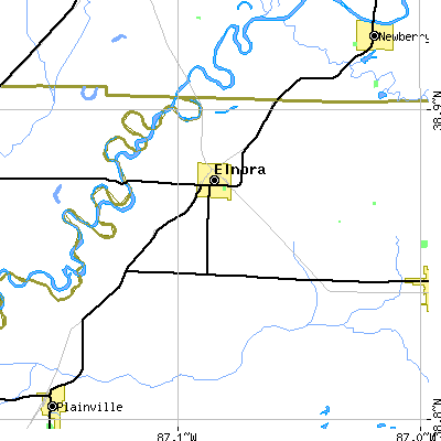 Zip code 47529 close-up map