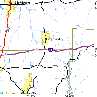 Zip code 47532 close-up map